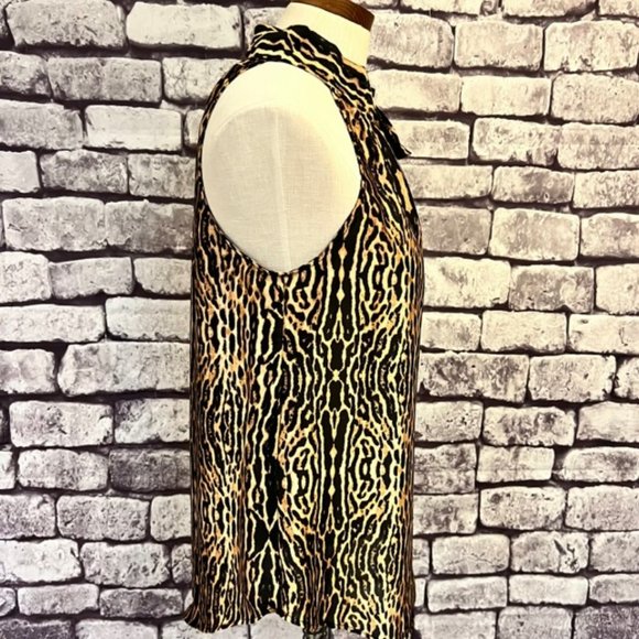 Veronica M Black & Brown Sleeveless Animal Print Blouse Size Medium - Picture 7 of 8